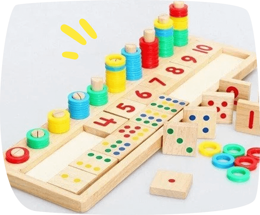 kit de matemáticas con números y piezas