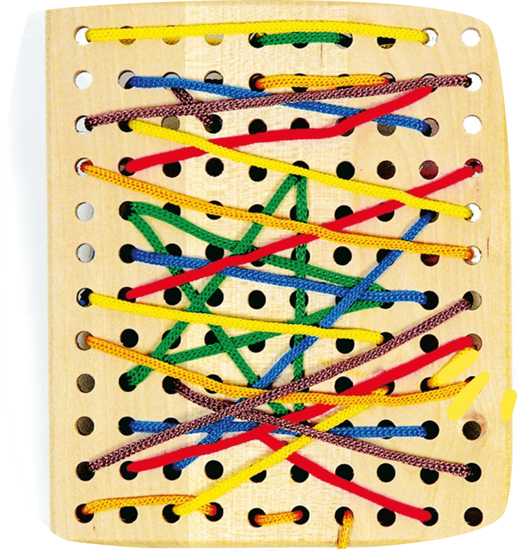 juguete con cordones de colores