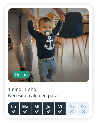 Perfil de padre/madre en Sitly buscando niñera para un niño de 1 año