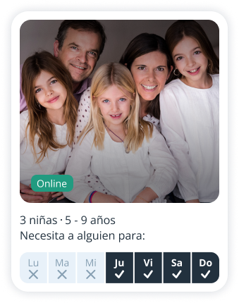 Perfil de padre/madre en Sitly buscando niñera para tres niñas de 5 a 9 años