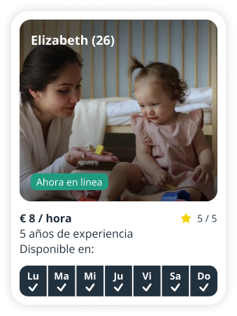 Perfil de niñera de Elizabeth, 26 años, disponible en Sitly