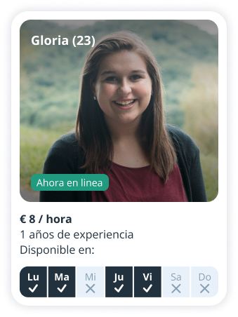 Perfil de niñera de Gloria, 23 años, disponible en Sitly